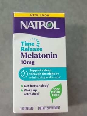 Natrol Time Release Melatonin 10mg - White & Purple Box